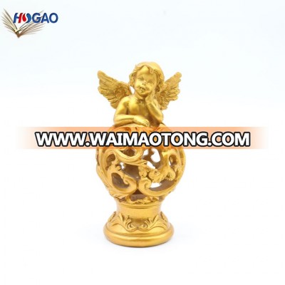 High quality custom size home decor garden decor resin indoor lovely golden angel figurines statues for sale