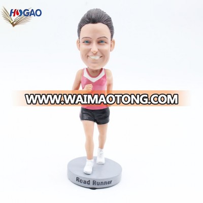 China import items resin running women sportsman figurine bobble head