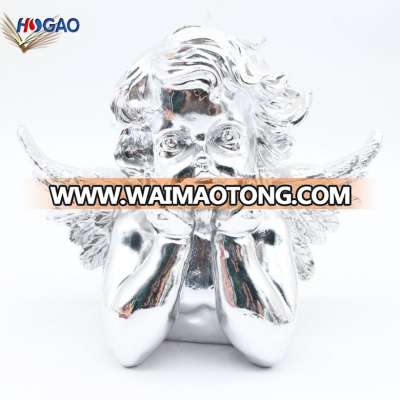 Factory direct sale garden decor resin indoor lovely silver angel figurines statues for sale