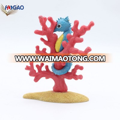 Factory manufacturer cheap resin seahorse with coral