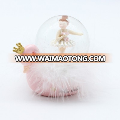 High Quality Swan Shape Ballet Girl Resin Glass Snow Globe For Home Decoration