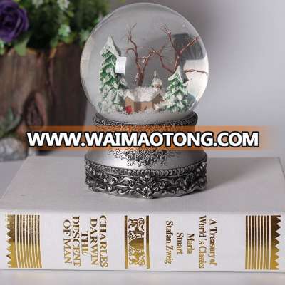 Resin christmas custom snow water globe with music for sale