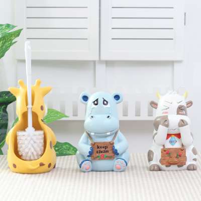 Creative Bathroom Toilet Storage Toilet Brush Holder Home Resin Accessories Floor Decoration Cute Cow Animal Decorations